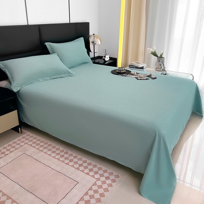 91家纺网 家纺一手货源 找家纺 宇淳国际 2026新款纯色舒适亲肤芦荟棉水洗棉单床单 水绿