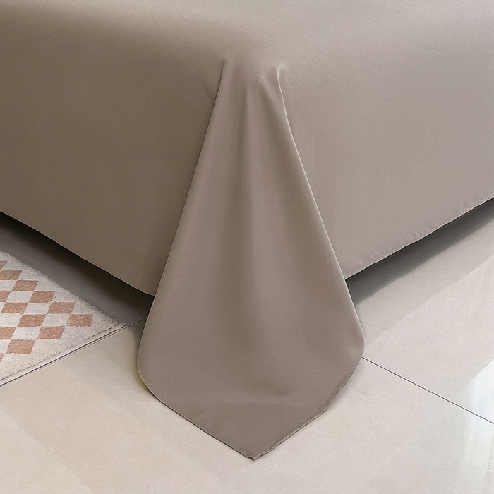 91家纺网 家纺一手货源 找家纺 宇淳国际 2026新款纯色舒适亲肤芦荟棉水洗棉单床单 卡其