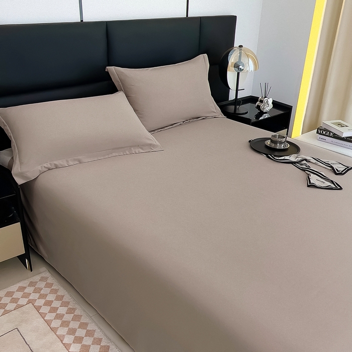 91家纺网 家纺一手货源 找家纺 宇淳国际 2026新款纯色舒适亲肤芦荟棉水洗棉单床单 卡其