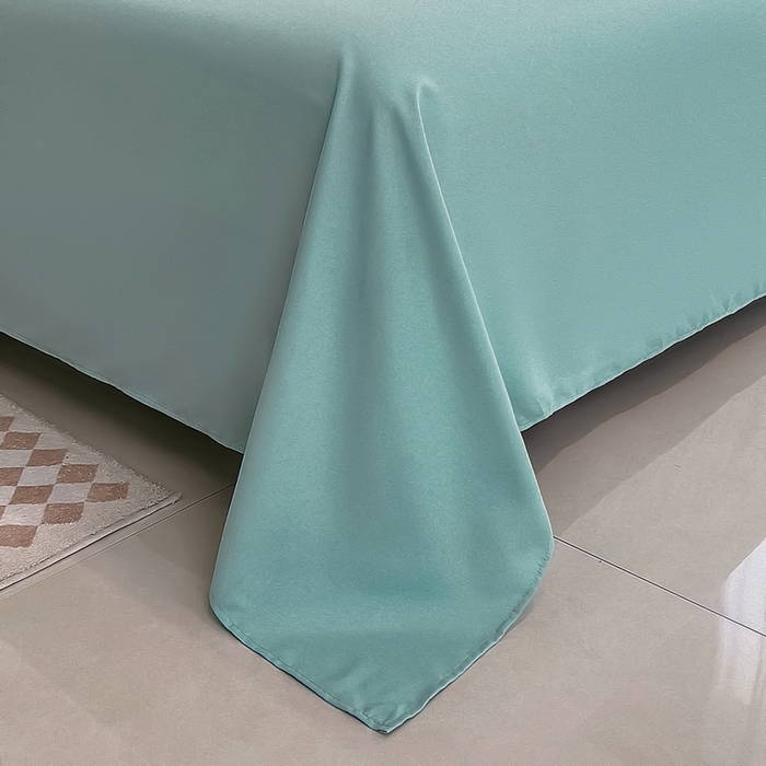 91家纺网 家纺一手货源 找家纺 宇淳国际 2026新款纯色舒适亲肤芦荟棉水洗棉单床单 水绿