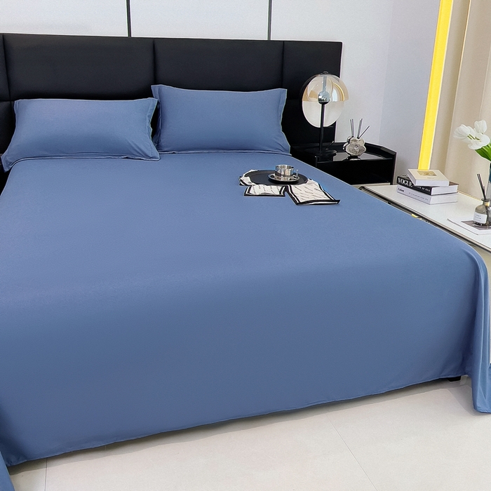 91家纺网 家纺一手货源 找家纺 宇淳国际 2026新款纯色舒适亲肤芦荟棉水洗棉单床单 深蓝