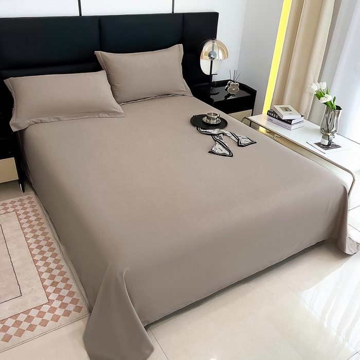 91家纺网 家纺一手货源 找家纺 宇淳国际 2026新款纯色舒适亲肤芦荟棉水洗棉单床单 卡其