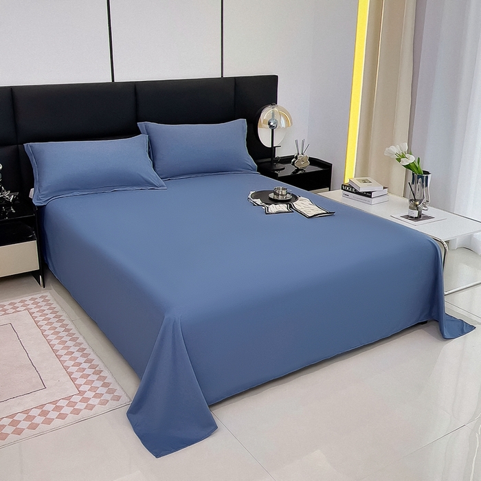 91家纺网 家纺一手货源 找家纺 宇淳国际 2026新款纯色舒适亲肤芦荟棉水洗棉单床单 深蓝