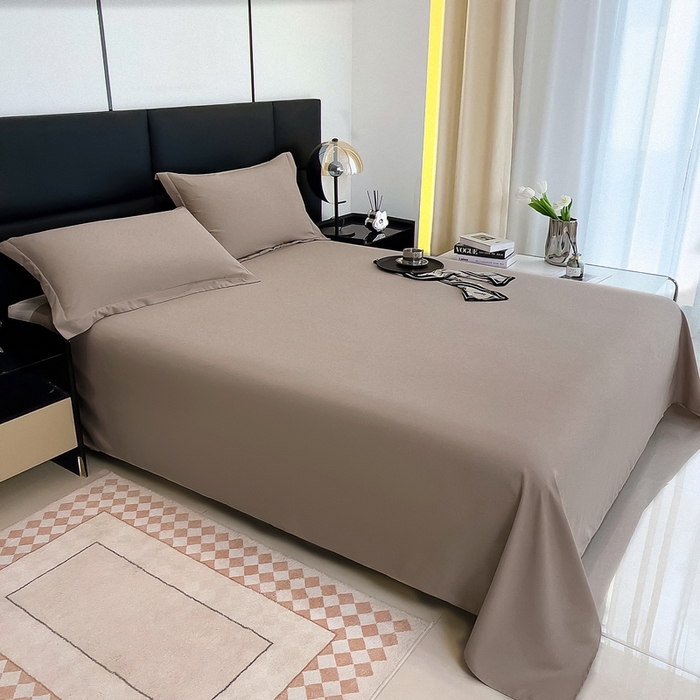 91家纺网 家纺一手货源 找家纺 宇淳国际 2026新款纯色舒适亲肤芦荟棉水洗棉单床单 卡其