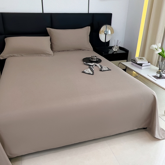 91家纺网 家纺一手货源 找家纺 宇淳国际 2026新款纯色舒适亲肤芦荟棉水洗棉单床单 卡其