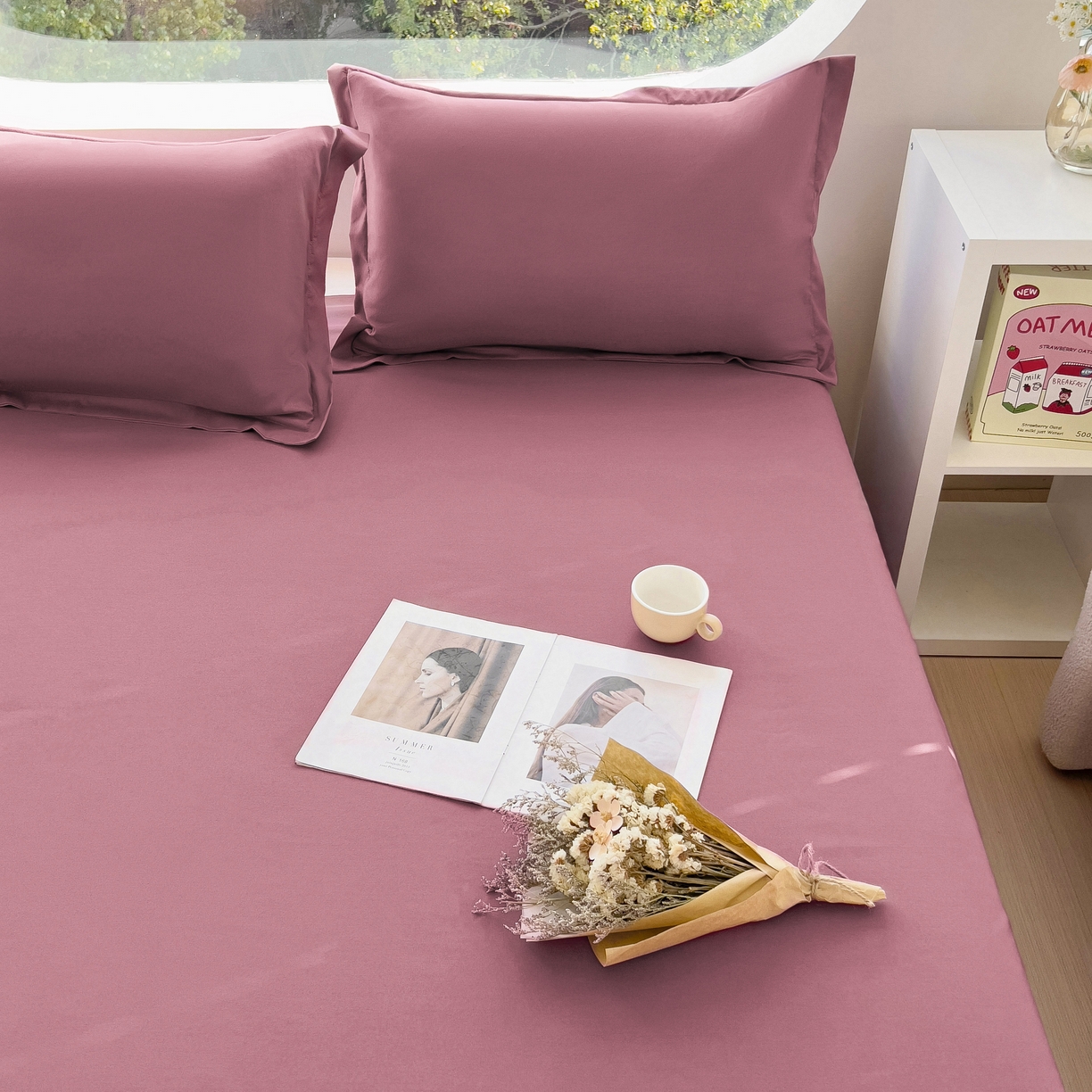 91家纺网 家纺一手货源 找家纺 宇淳国际 2026新款纯色舒适亲肤芦荟棉水洗棉单床单 深豆沙