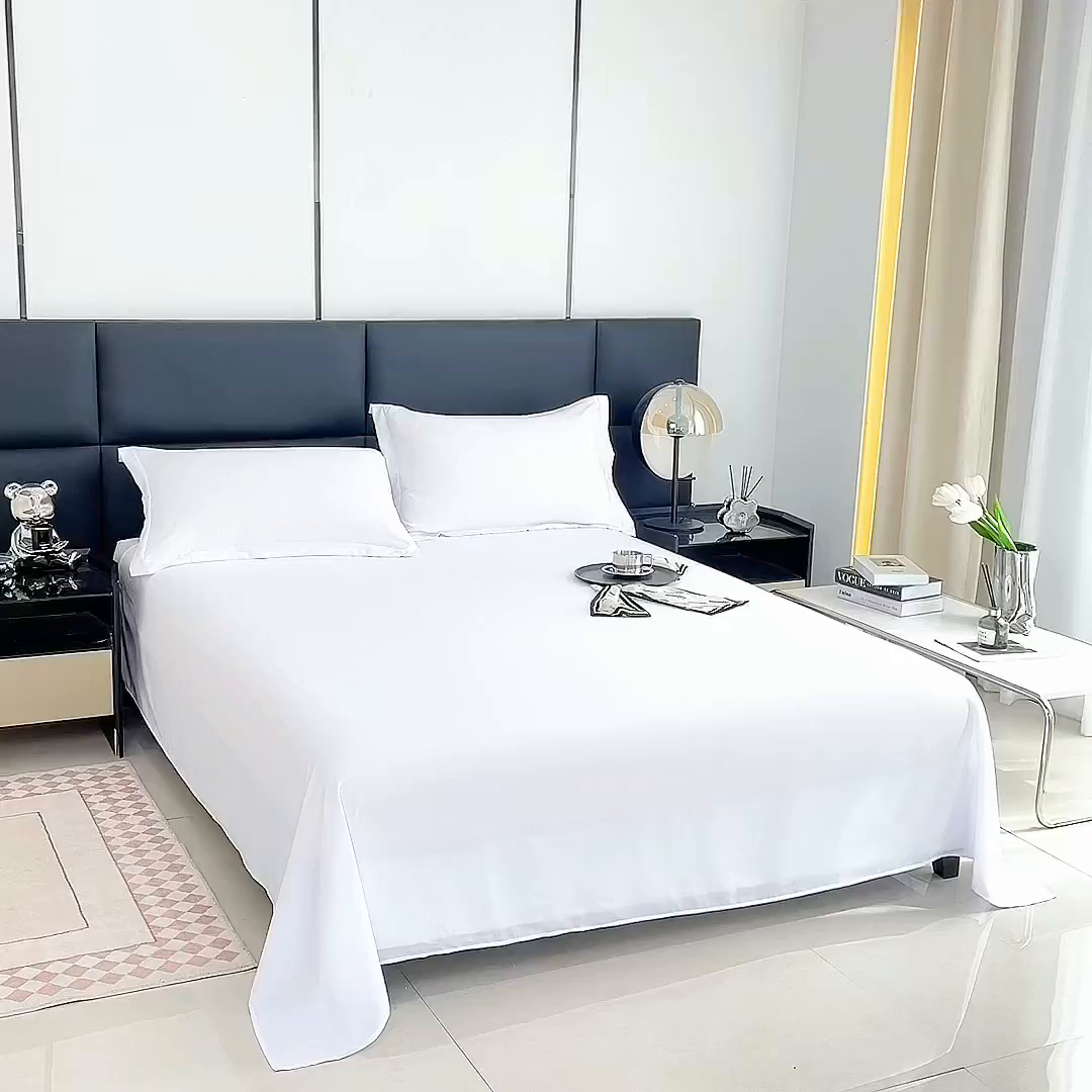 91家纺网 家纺一手货源 找家纺 宇淳国际 2026新款纯色舒适亲肤芦荟棉水洗棉单床单 白色