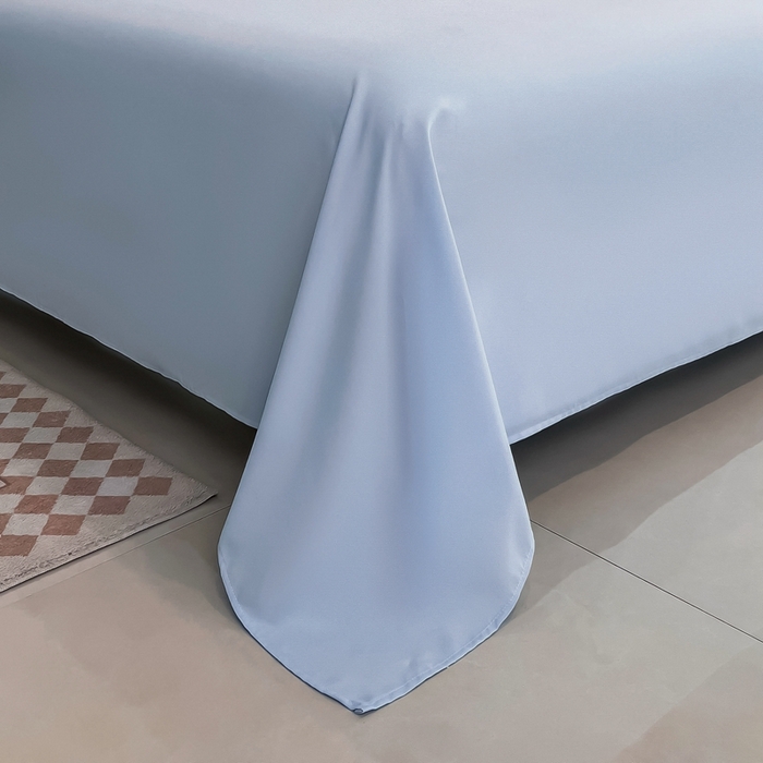 91家纺网 家纺一手货源 找家纺 宇淳国际 2026新款纯色舒适亲肤芦荟棉水洗棉单床单 天蓝