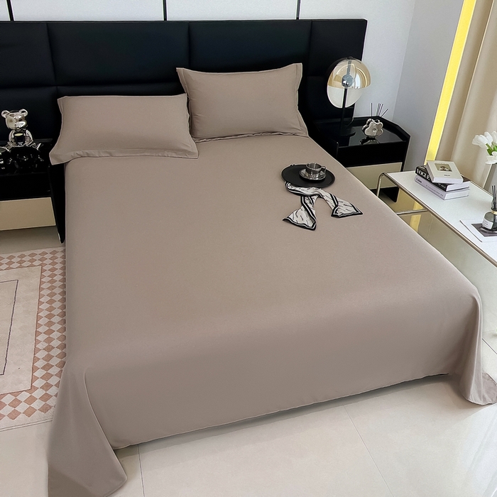 91家纺网 家纺一手货源 找家纺 宇淳国际 2026新款纯色舒适亲肤芦荟棉水洗棉单床单 卡其