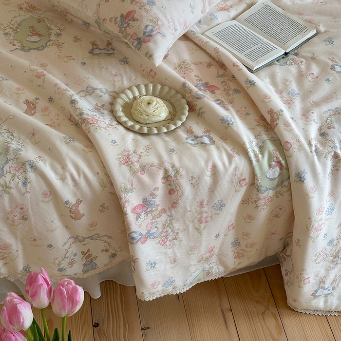 91家纺网 家纺一手货源 找家纺 （总）一加一 2026新款全棉双层纱印花凉感夏被-云纱织梦