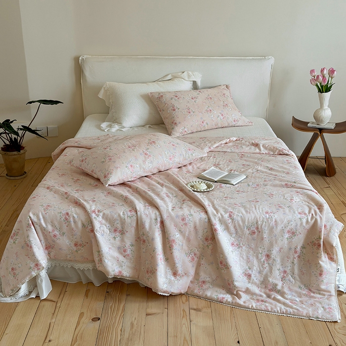 一加一 2026新款全棉双层纱印花凉感夏被-云纱织梦 花海