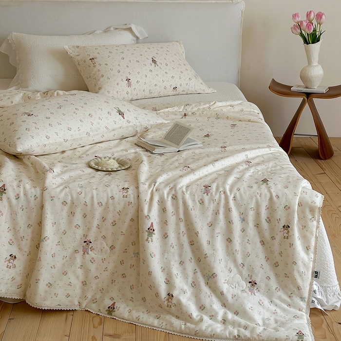 91家纺网 家纺一手货源 找家纺 一加一 2026新款全棉双层纱印花凉感夏被-云纱织梦 无敌掌门狗