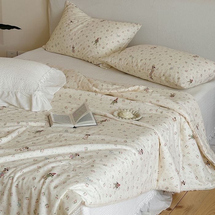 91家纺网 家纺一手货源 找家纺 一加一 2026新款全棉双层纱印花凉感夏被-云纱织梦 无敌掌门狗