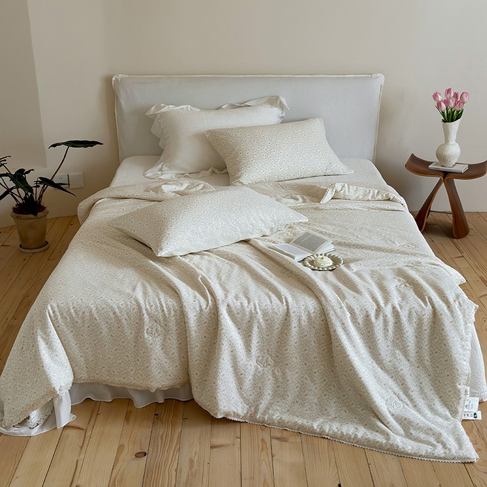 一加一 2026新款全棉双层纱印花凉感夏被-云纱织梦 千野