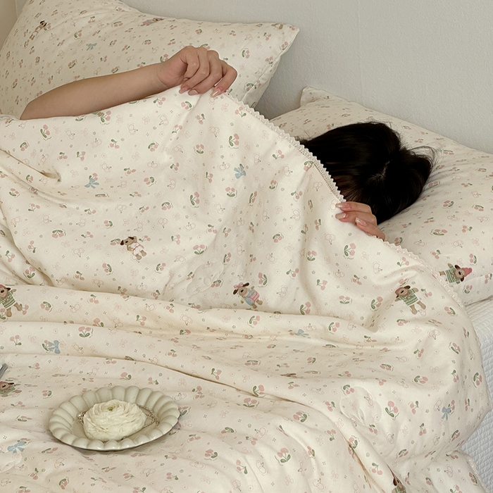 91家纺网 家纺一手货源 找家纺 一加一 2026新款全棉双层纱印花凉感夏被-云纱织梦 无敌掌门狗