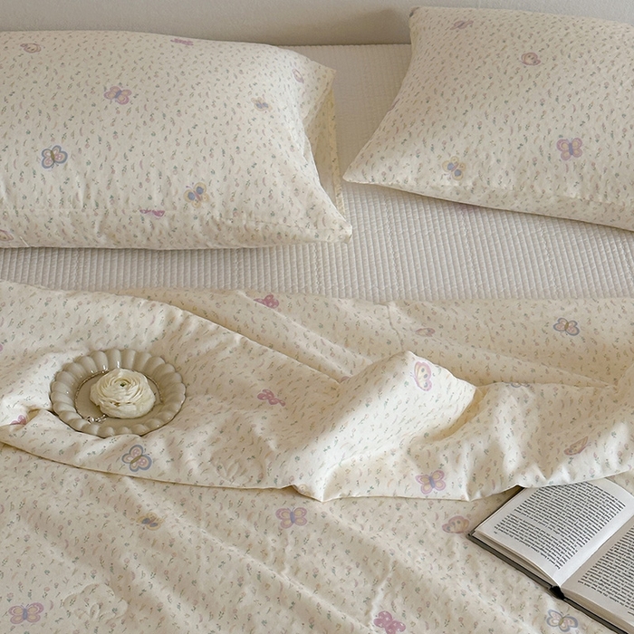 91家纺网 家纺一手货源 找家纺 一加一 2026新款全棉双层纱印花凉感夏被-云纱织梦 碟序