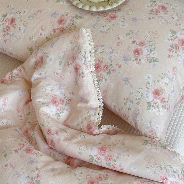 91家纺网 家纺一手货源 找家纺 一加一 2026新款全棉双层纱印花凉感夏被-云纱织梦 花海