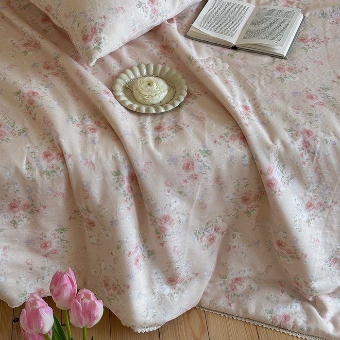 91家纺网 家纺一手货源 找家纺 一加一 2026新款全棉双层纱印花凉感夏被-云纱织梦 花海