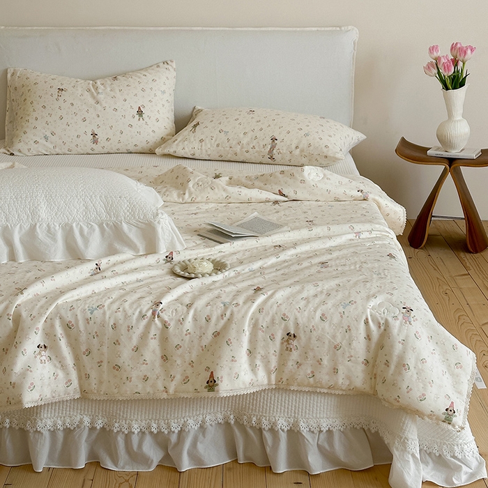 91家纺网 家纺一手货源 找家纺 一加一 2026新款全棉双层纱印花凉感夏被-云纱织梦 无敌掌门狗