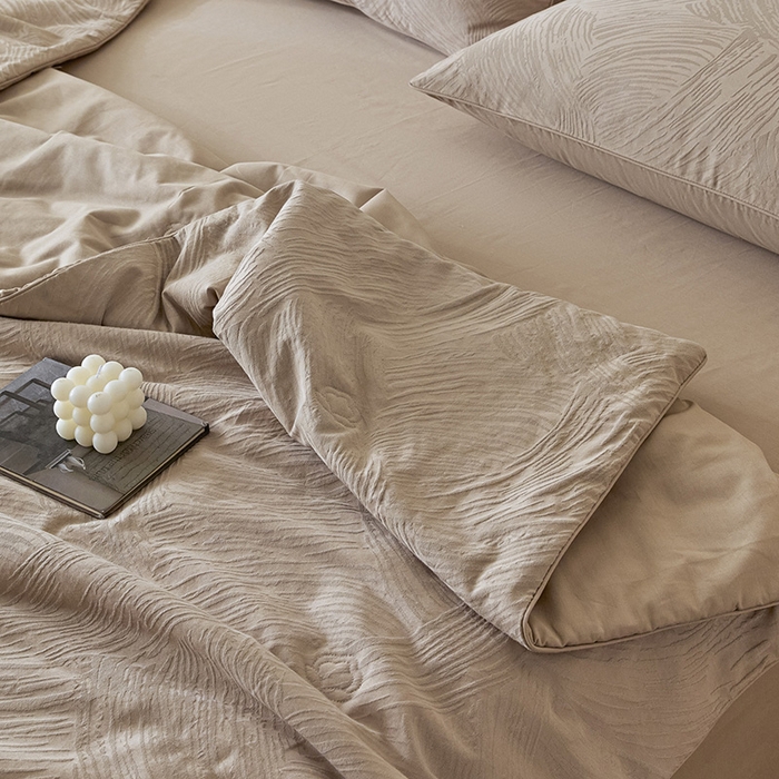 91家纺网 家纺一手货源 找家纺 （总）一加一 2026新款全棉提花级简松弛大豆夏被-素棉云皱