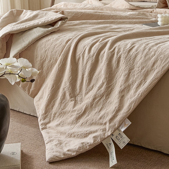 91家纺网 家纺一手货源 找家纺 一加一 2026新款全棉提花级简松弛大豆夏被-素棉云皱 梦幻花园