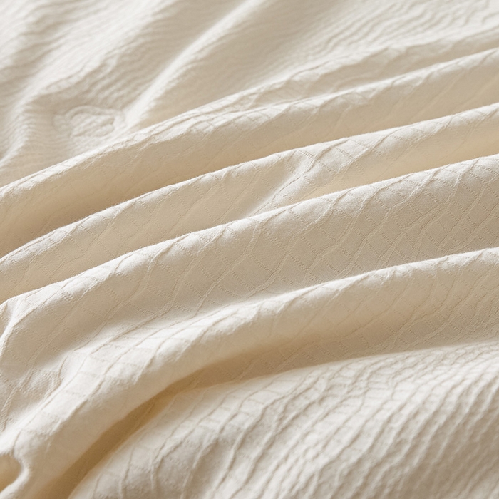 91家纺网 家纺一手货源 找家纺 一加一 2026新款全棉提花级简松弛大豆夏被-素棉云皱 石烁