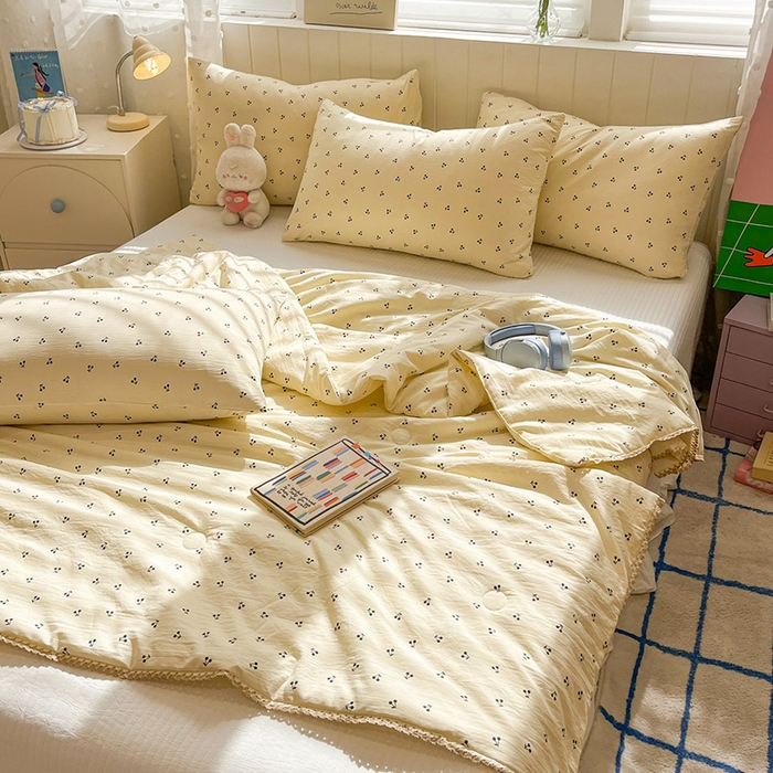 91家纺网 家纺一手货源 找家纺 （总）一加一 2026新款全棉小花边碎花大豆夏被-棉云花畔