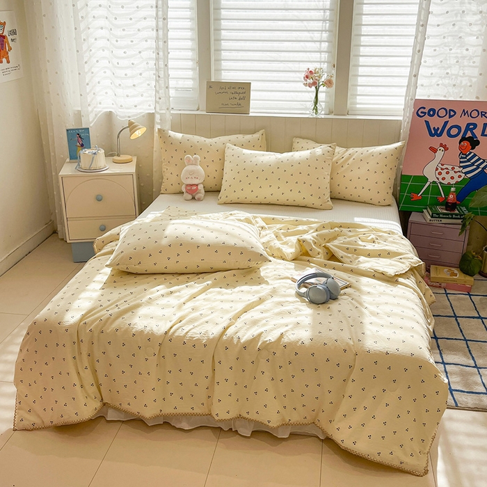 91家纺网 家纺一手货源 找家纺 一加一 2026新款全棉小花边碎花大豆夏被-棉云花畔 椿樱