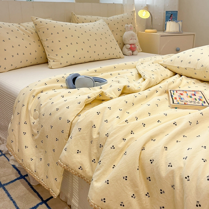 91家纺网 家纺一手货源 找家纺 一加一 2026新款全棉小花边碎花大豆夏被-棉云花畔 椿樱