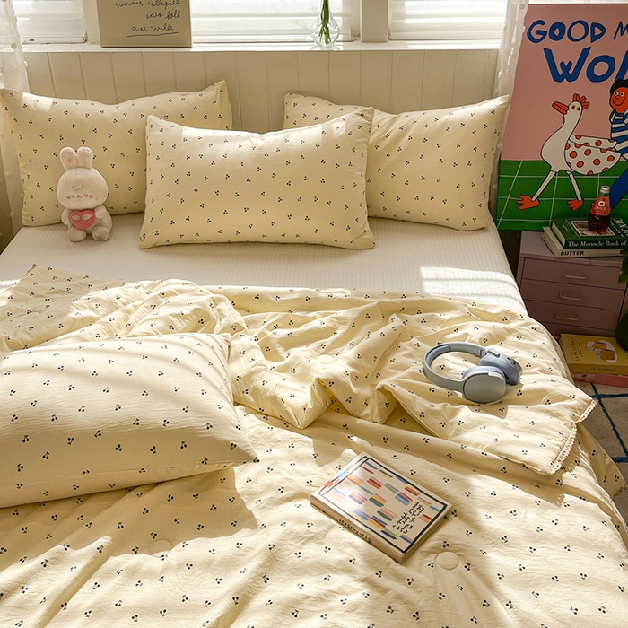 91家纺网 家纺一手货源 找家纺 一加一 2026新款全棉小花边碎花大豆夏被-棉云花畔 椿樱