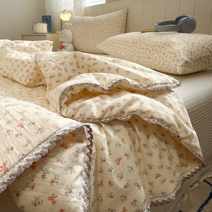 91家纺网 家纺一手货源 找家纺 一加一 2026新款全棉小花边碎花大豆夏被-棉云花畔 丝语