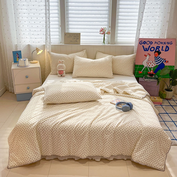 91家纺网 家纺一手货源 找家纺 一加一 2026新款全棉小花边碎花大豆夏被-棉云花畔 十里蔷薇