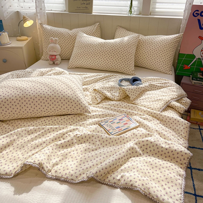 91家纺网 家纺一手货源 找家纺 一加一 2026新款全棉小花边碎花大豆夏被-棉云花畔 十里蔷薇