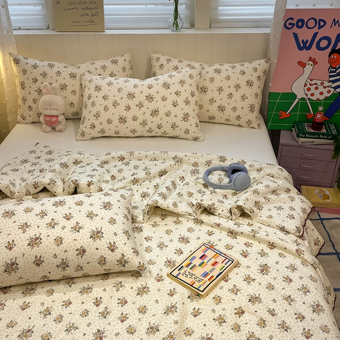 91家纺网 家纺一手货源 找家纺 一加一 2026新款全棉小花边碎花大豆夏被-棉云花畔 花月影