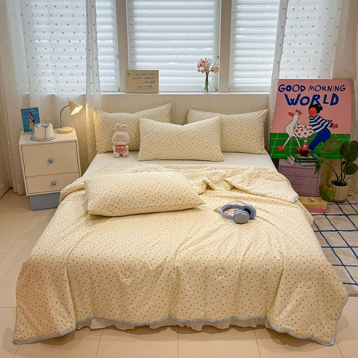 91家纺网 家纺一手货源 找家纺 一加一 2026新款全棉小花边碎花大豆夏被-棉云花畔 茉语