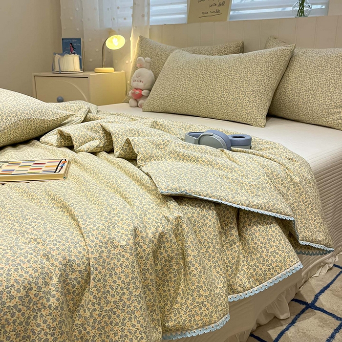 91家纺网 家纺一手货源 找家纺 一加一 2026新款全棉小花边碎花大豆夏被-棉云花畔 玉兰枝