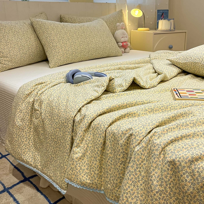 91家纺网 家纺一手货源 找家纺 一加一 2026新款全棉小花边碎花大豆夏被-棉云花畔 玉兰枝