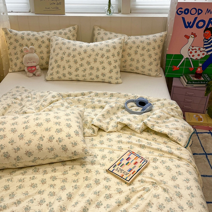 91家纺网 家纺一手货源 找家纺 一加一 2026新款全棉小花边碎花大豆夏被-棉云花畔 铃兰