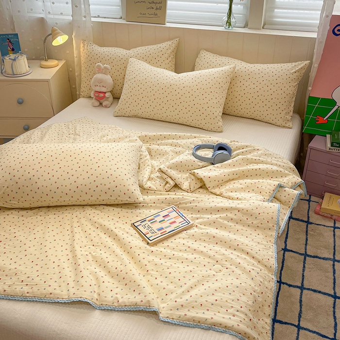 91家纺网 家纺一手货源 找家纺 一加一 2026新款全棉小花边碎花大豆夏被-棉云花畔 茉语