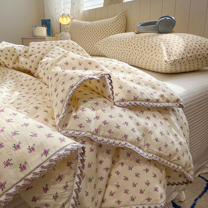 91家纺网 家纺一手货源 找家纺 一加一 2026新款全棉小花边碎花大豆夏被-棉云花畔 十里蔷薇