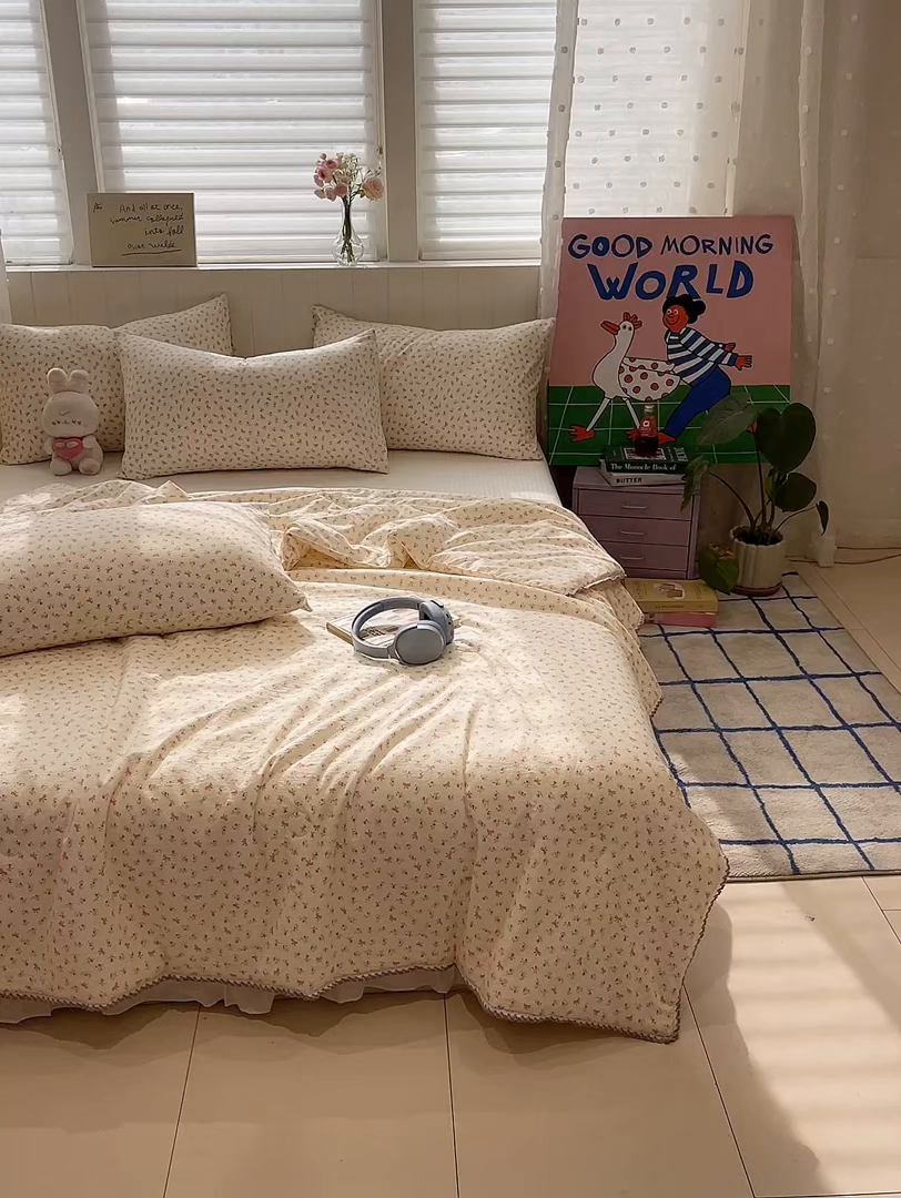 91家纺网 家纺一手货源 找家纺 一加一 2026新款全棉小花边碎花大豆夏被-棉云花畔 丝语