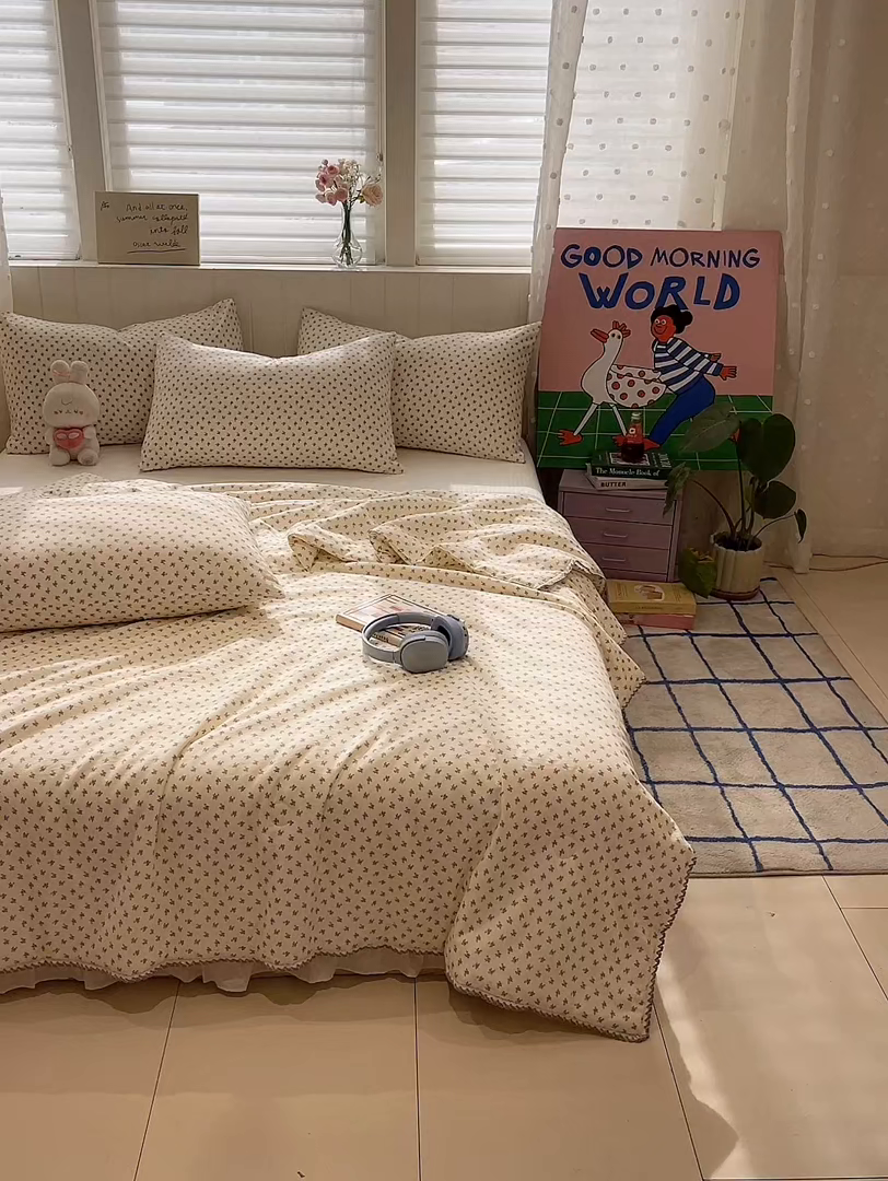 91家纺网 家纺一手货源 找家纺 一加一 2026新款全棉小花边碎花大豆夏被-棉云花畔 十里蔷薇