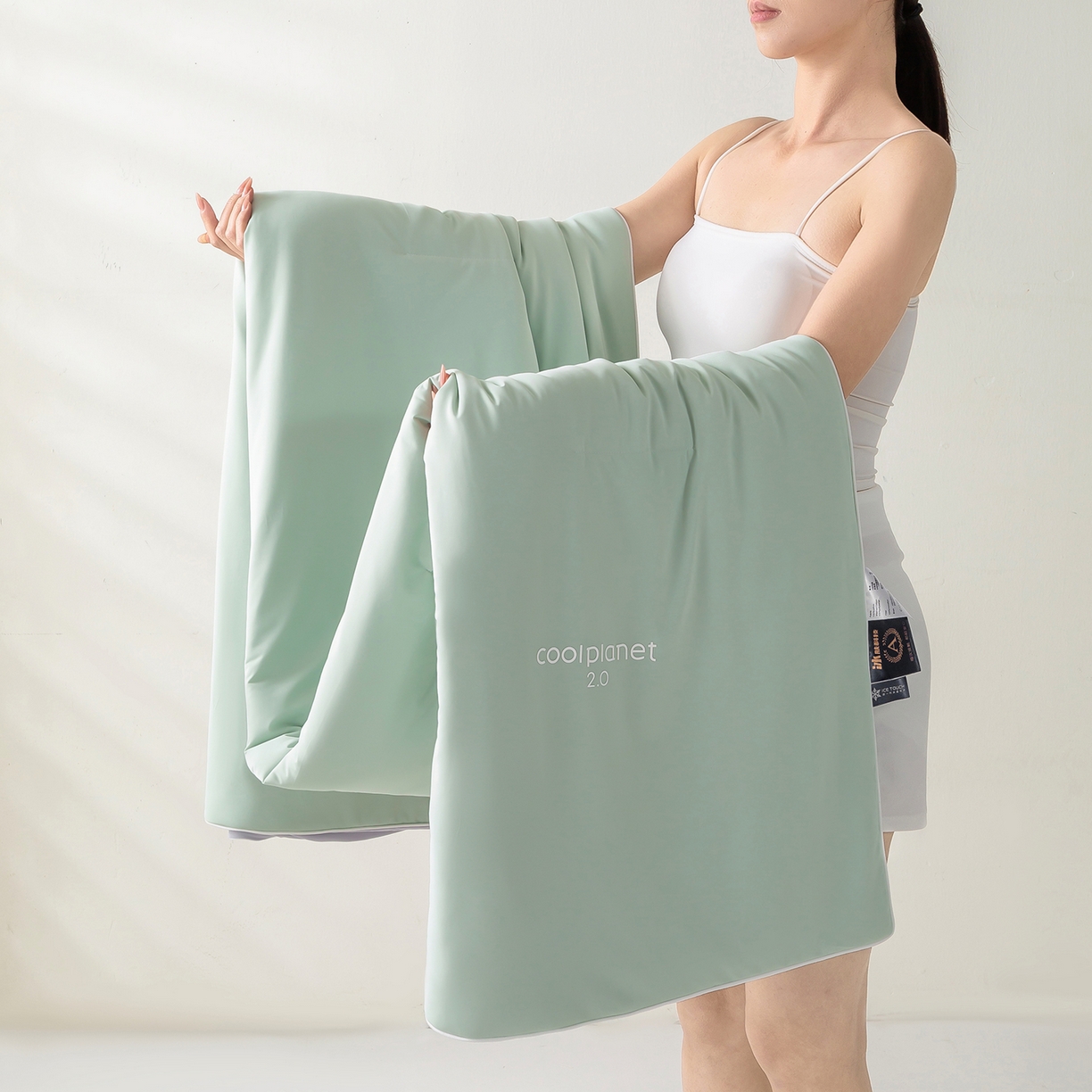 91家纺网 家纺一手货源 找家纺 眠势力 2026春夏新款锦氨凉感夏被深度睡眠夏凉被被子被芯冰淇淋空调被 水漾绿【凉感夏被】