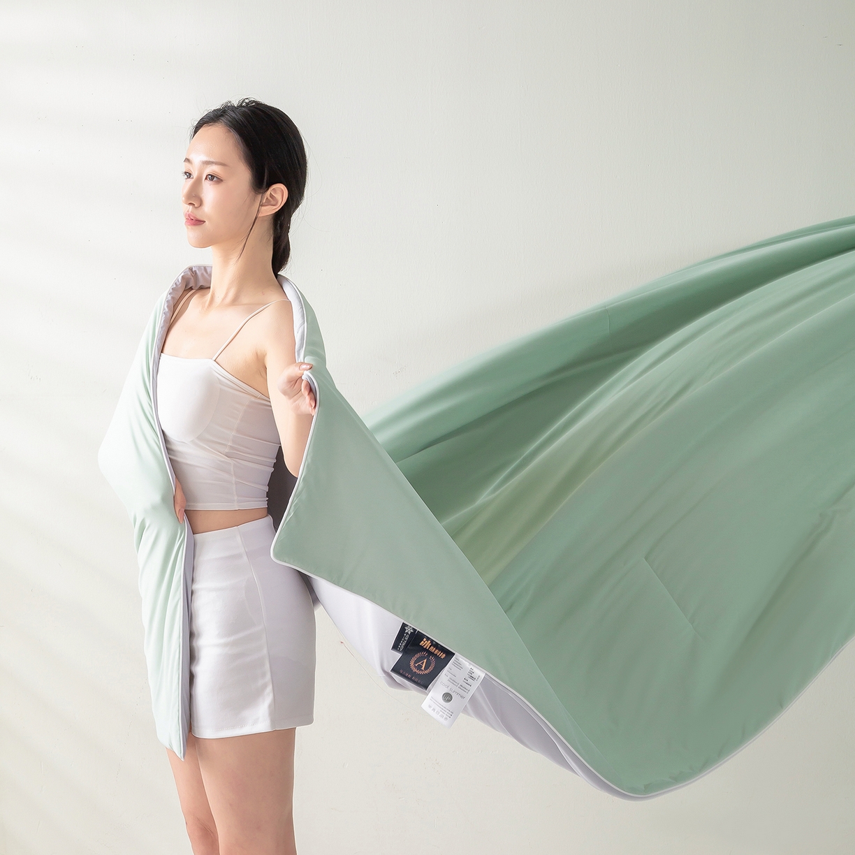 91家纺网 家纺一手货源 找家纺 眠势力 2026春夏新款锦氨凉感夏被深度睡眠夏凉被被子被芯冰淇淋空调被 水漾绿【凉感夏被】