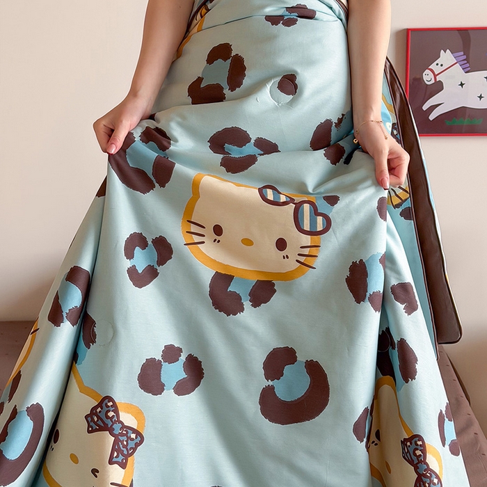 91家纺网 家纺一手货源 找家纺 一加一 2026新款全棉印花KT大豆夏被-云朵抱抱KT 蓝豹KT