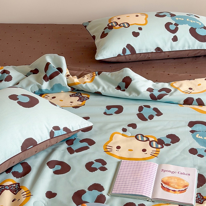 91家纺网 家纺一手货源 找家纺 一加一 2026新款全棉印花KT大豆夏被-云朵抱抱KT 蓝豹KT