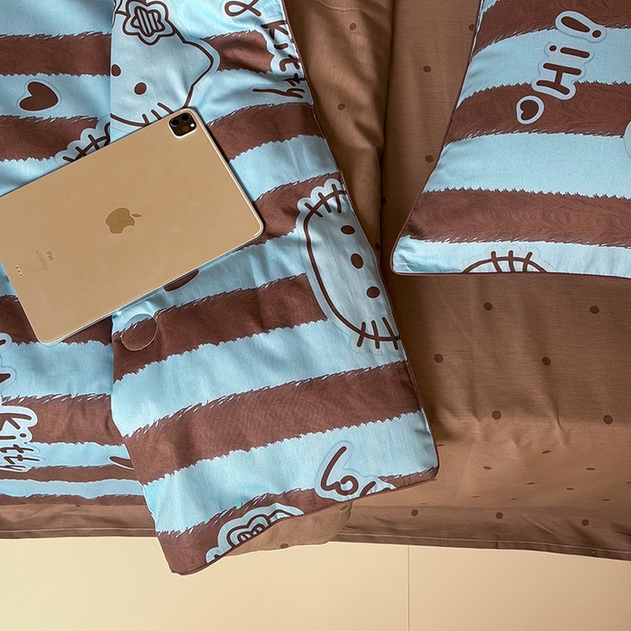 91家纺网 家纺一手货源 找家纺 一加一 2026新款全棉印花KT大豆夏被-云朵抱抱KT 条纹KT