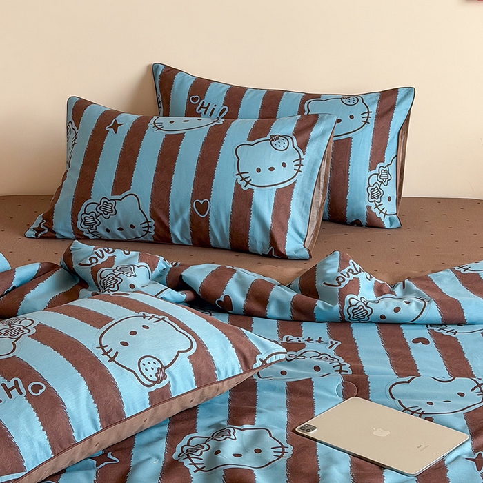 91家纺网 家纺一手货源 找家纺 一加一 2026新款全棉印花KT大豆夏被-云朵抱抱KT 条纹KT