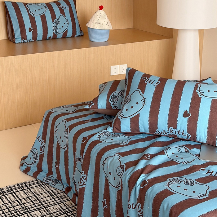 91家纺网 家纺一手货源 找家纺 一加一 2026新款全棉印花KT大豆夏被-云朵抱抱KT 条纹KT