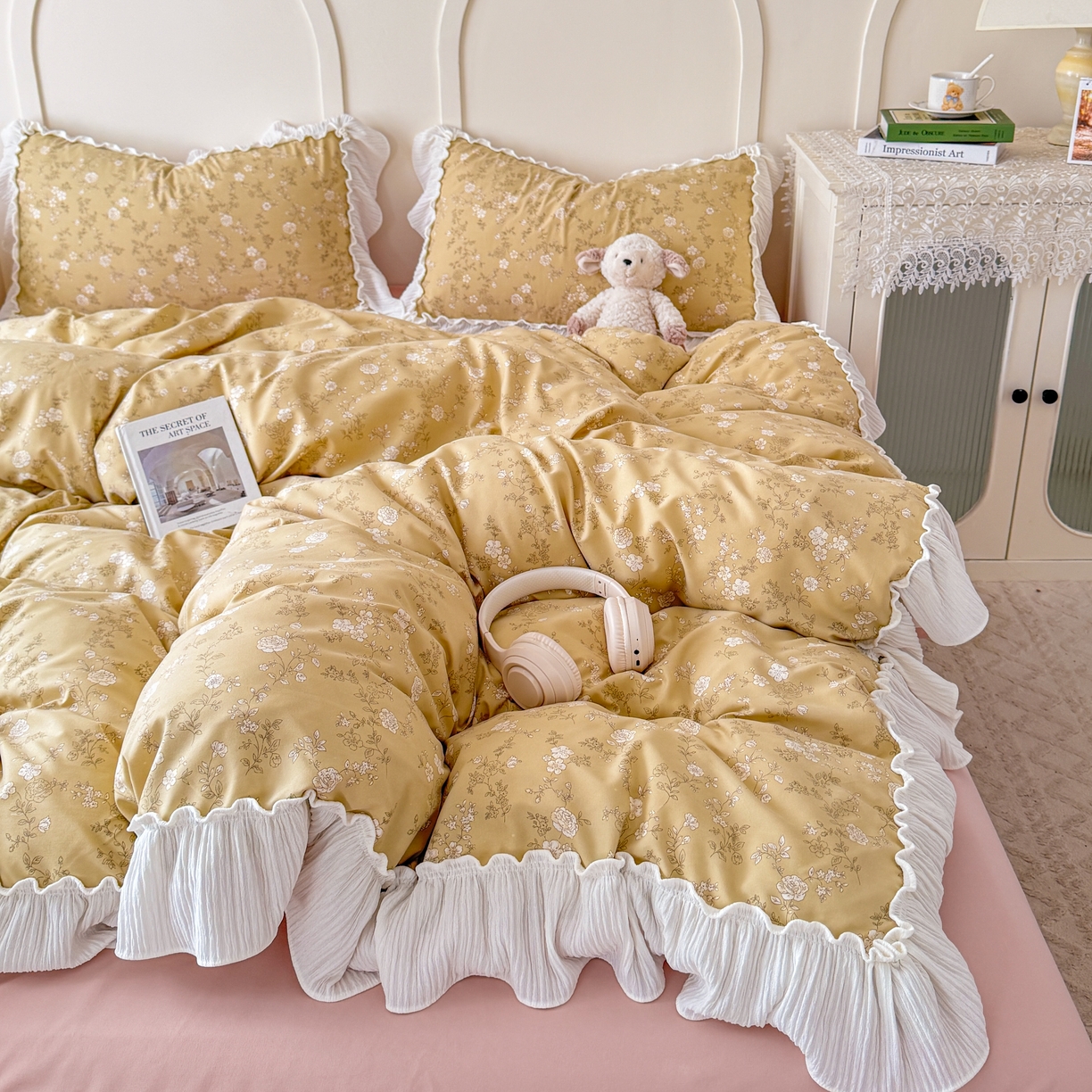 91家纺网 家纺一手货源 找家纺 橘子家 2026新款柔肤棉床单四件套 漫山茶花